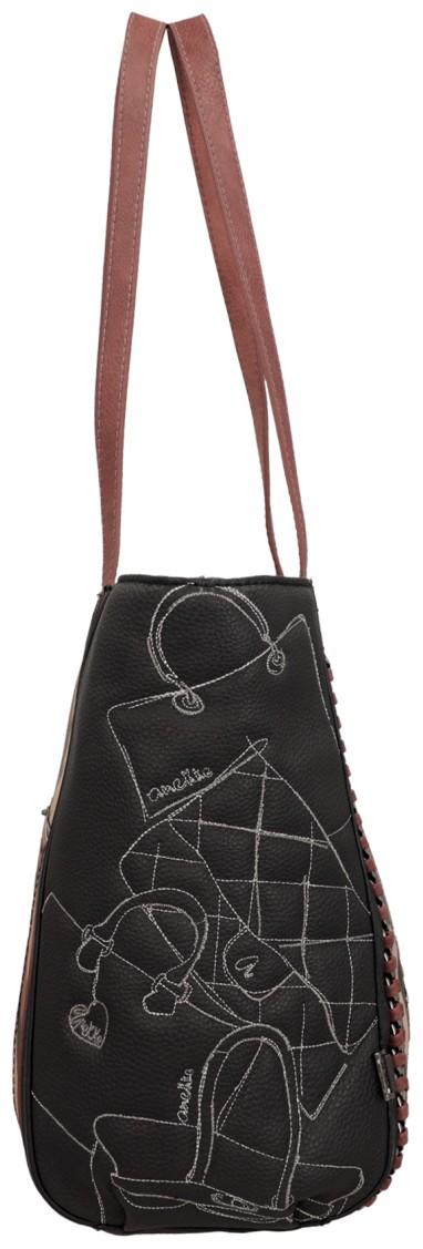 Shoppertasche Anekke Mademoiselle schwarz bunt Paris Stickerei