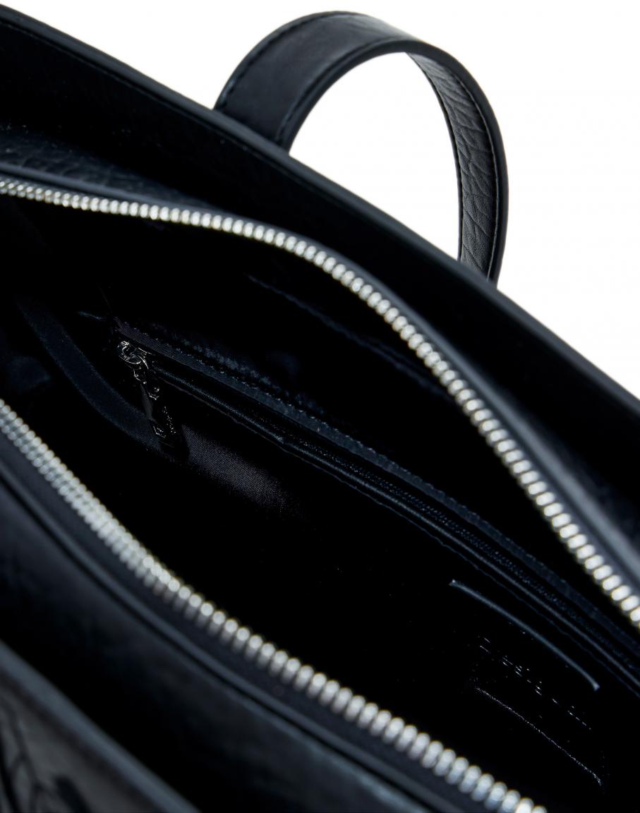 Shoppertasche Cahuil schwarz Blätter Desigual Jolie geräumig Stickerrei 