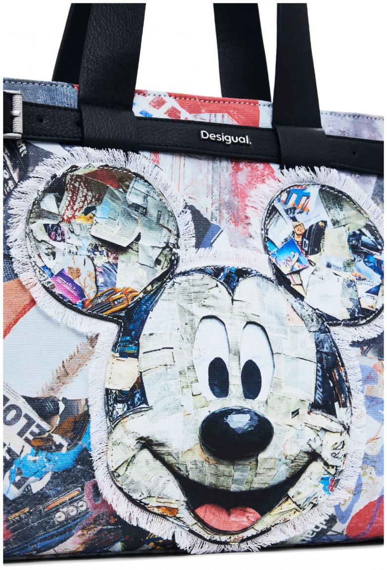 Shoppertasche Desigual Canvas Mickey Collage bunt Fransen