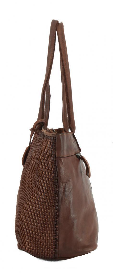 Shoppertasche Grace Mustard Harbour 2nd geflochten Caramel Camelbraun Leder