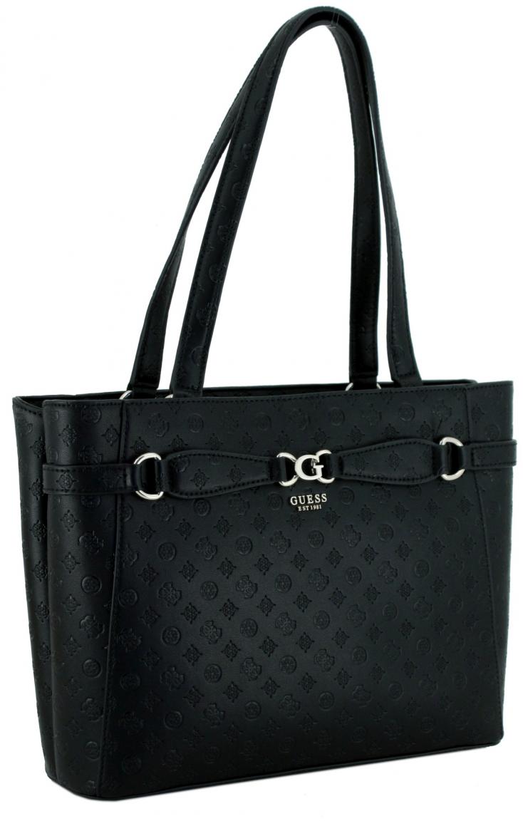 Shoppertasche Guess Arlena Logo schwarz Prägung