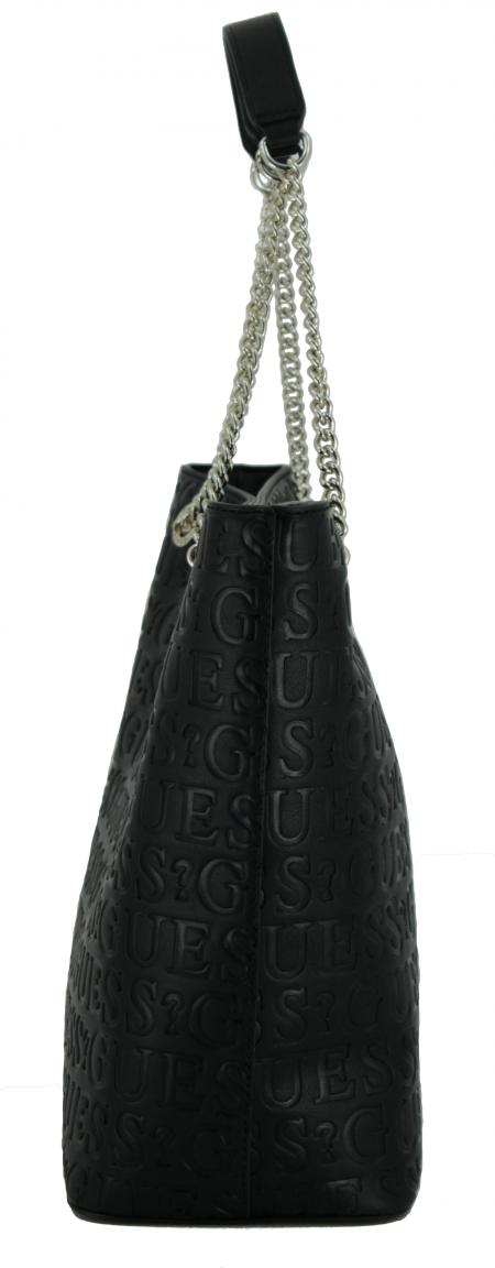 Shoppertasche Guess Robyn Black schwarz geprägt Schriftzug