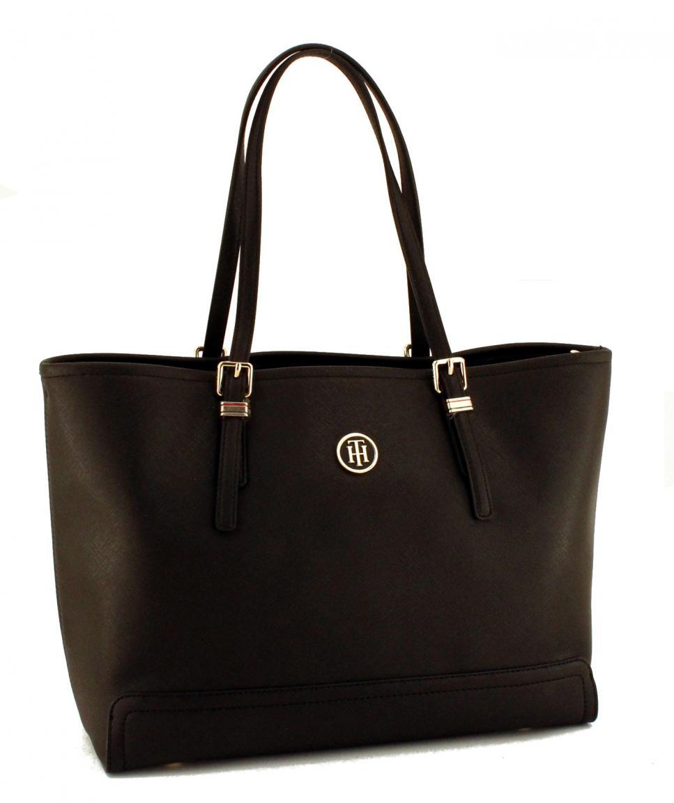 Shoppertasche Tommy Hilfiger Honey Med Kunstleder Schwarz