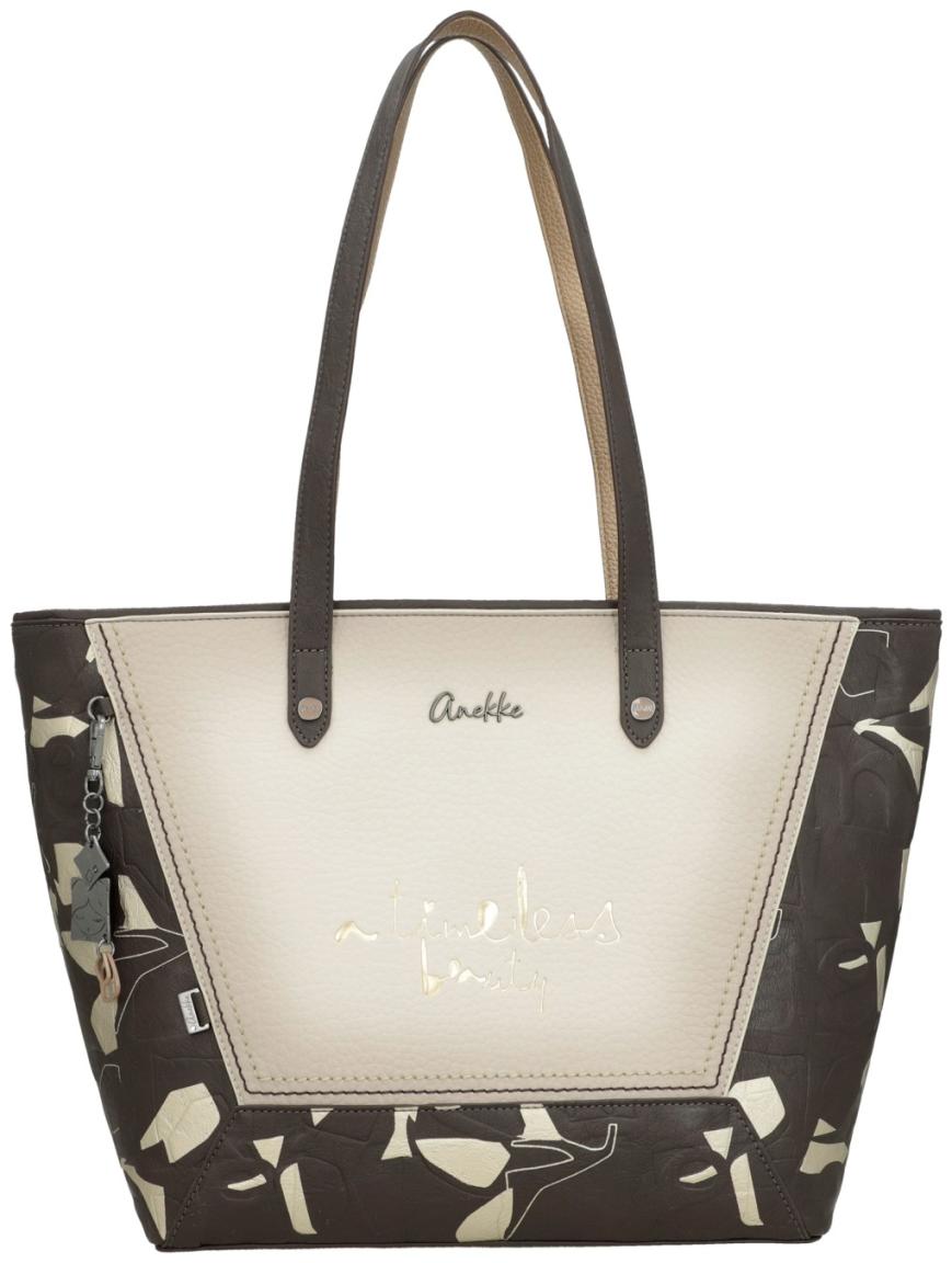 Shoppertasche dunkelbraun beige Anekke Muse Akzente Bloom geprägt
