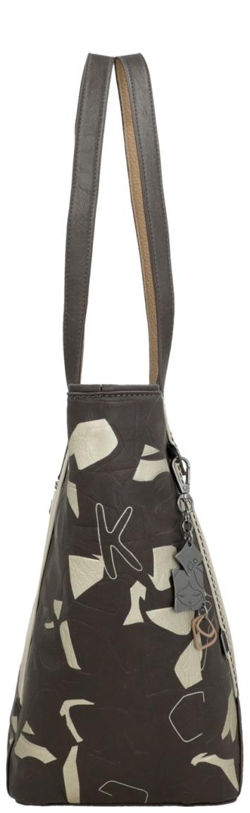 Shoppertasche dunkelbraun beige Anekke Muse Akzente Bloom geprägt