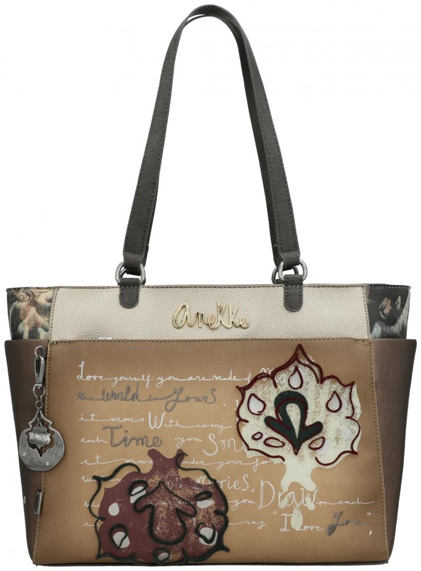 Shoppertasche taupe herbstlich bunt Real Manifesto Anekke