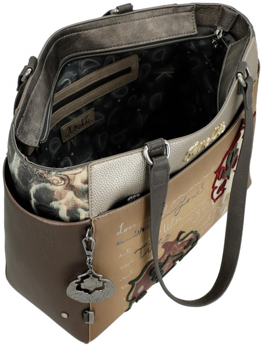 Shoppertasche taupe herbstlich bunt Real Manifesto Anekke