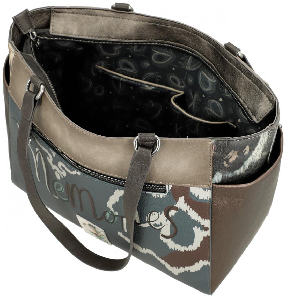 Shoppertasche taupe herbstlich bunt Real Manifesto Anekke