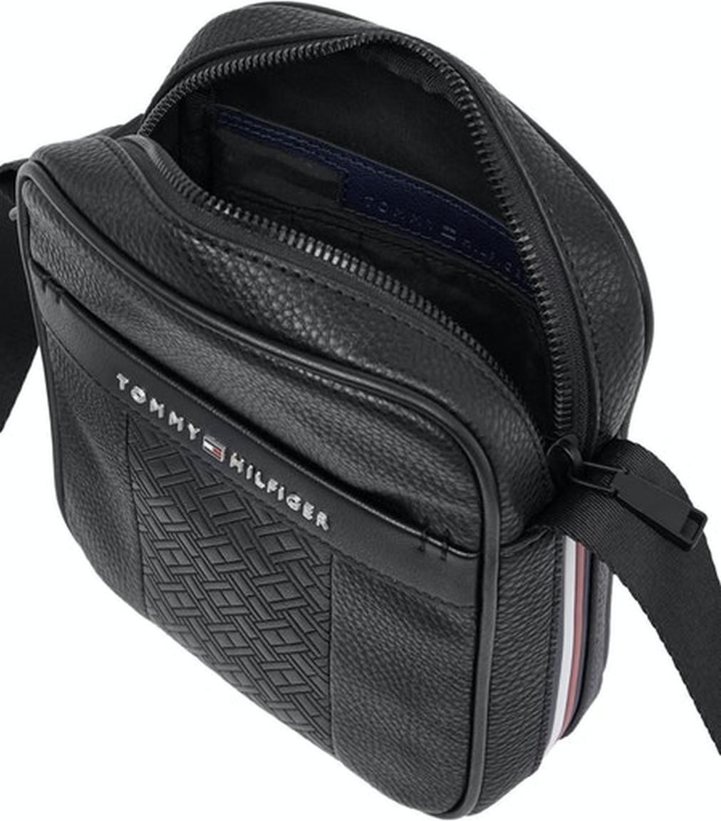 Shoulderbag Men Tommy Hilfiger Central Mini Reporter Black Materialprägung