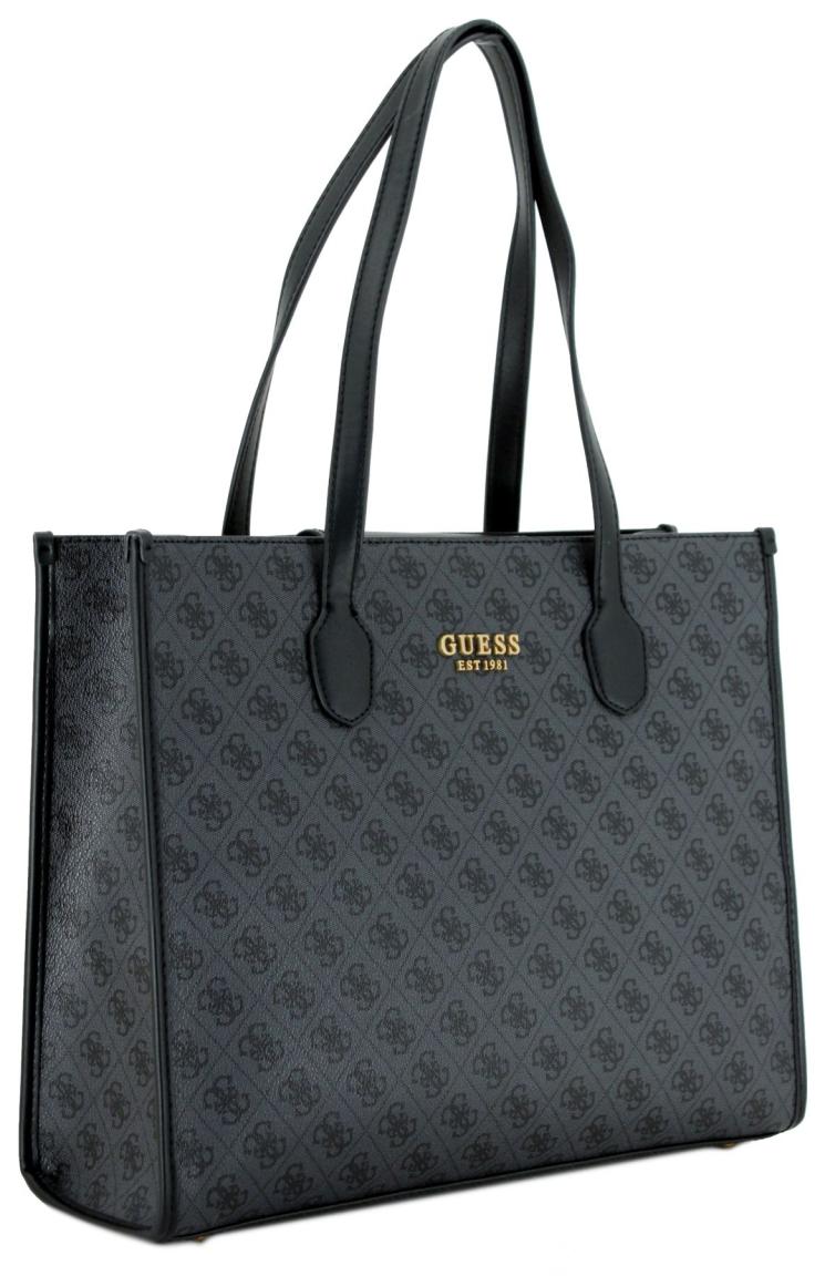 Silvana Guess Schultertasche Grau Schwarz Coal Logo Print