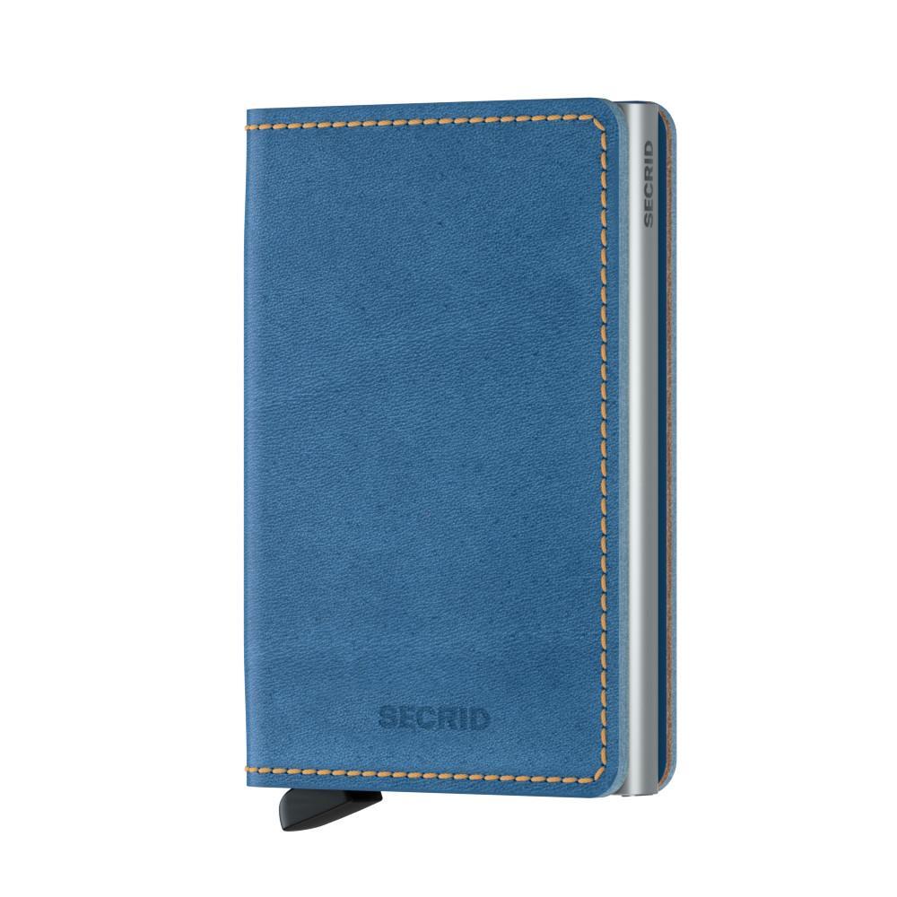 Slimwallet Indigo 3 Aluminium Kartenetui Leder blau RFID Schutz