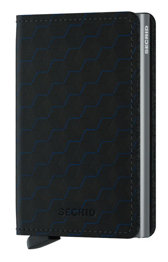 Slimwallet Optical Black Titanium RFID Würfelmuster schwarz blau