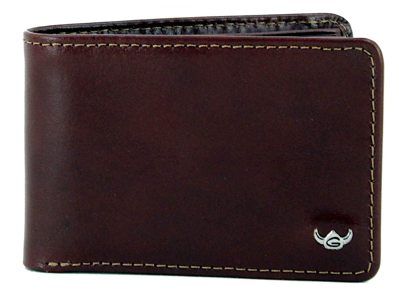 Small Leatherwallet Men Colorado Golden Head Rindsleder Bordeaux Burgundy Rotbraun RFID