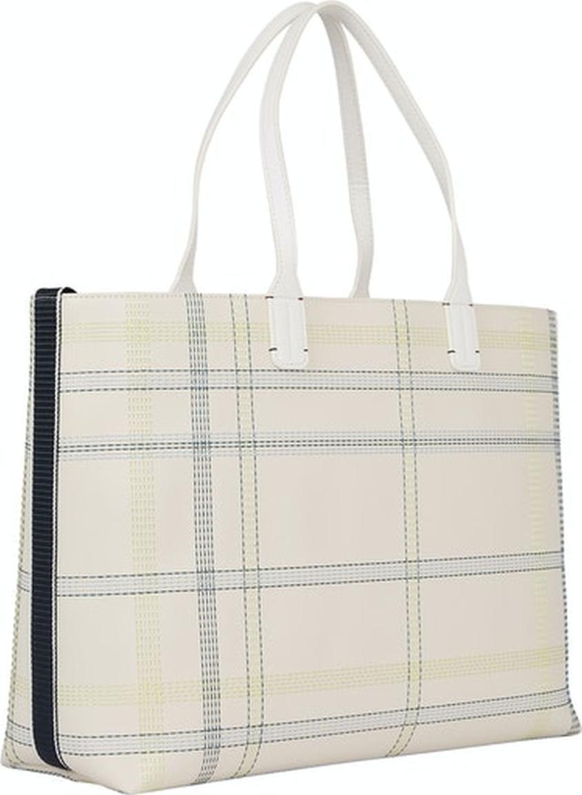 Sommer Henkeltasche Tommy Hilfiger Iconic Tote Check Farbnähte Glitzer Etui