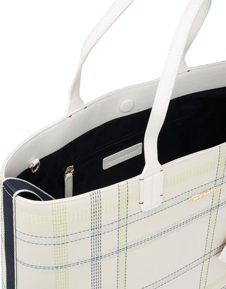 Sommer Henkeltasche Tommy Hilfiger Iconic Tote Check Farbnähte Glitzer Etui