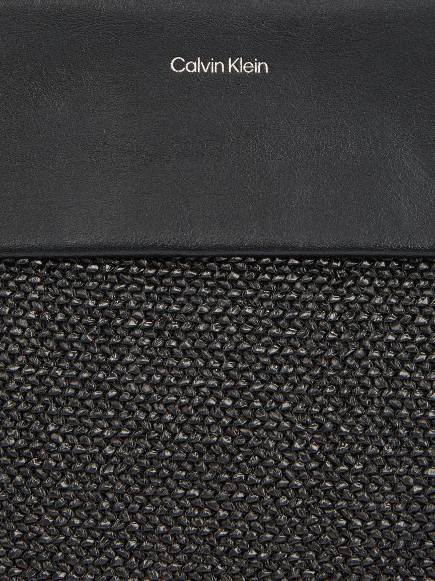 Sommertasche CK Black Calvin Klein Raffia Medium Sisaloptik