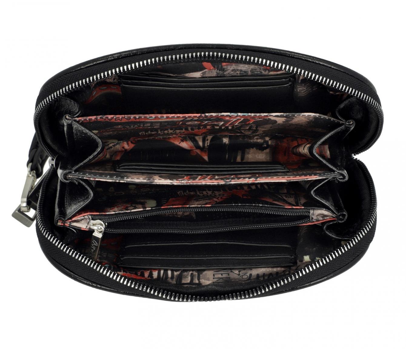 Spirit Anekke Taschenorganizer Clutch schwarz Glitzersteine Goldnähte Handgriff