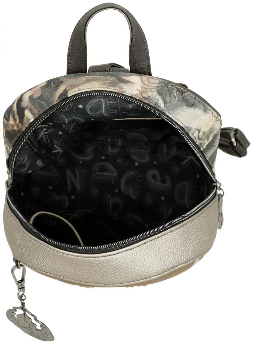 Statementrucksack beige taupte bestickt Anekke Real Manifesto