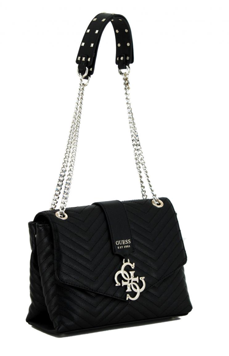 Stepptasche Guess Violet Shoulder Bag schwarz Kette Nieten Bags & more