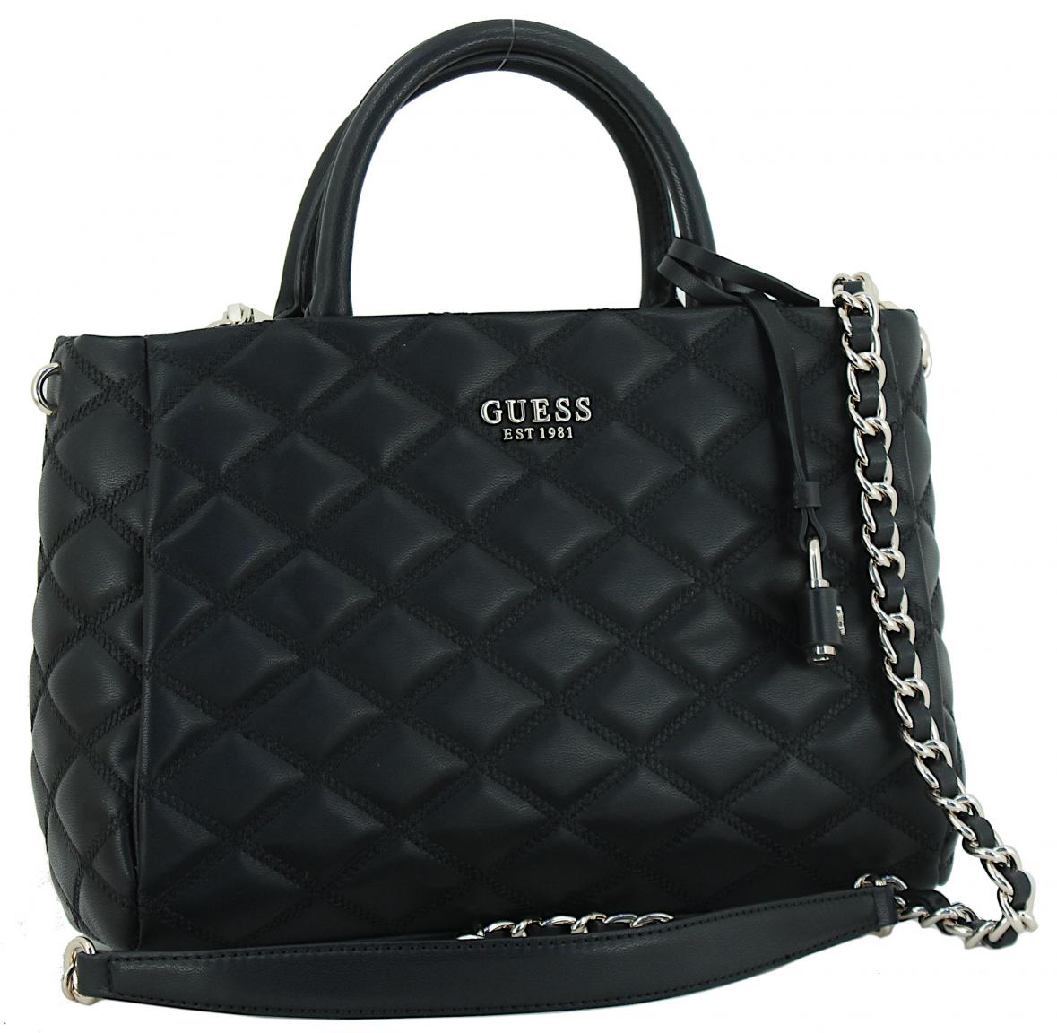 Stepptasche Guess Tamsin Society Satchel schwarz Kettenriemen