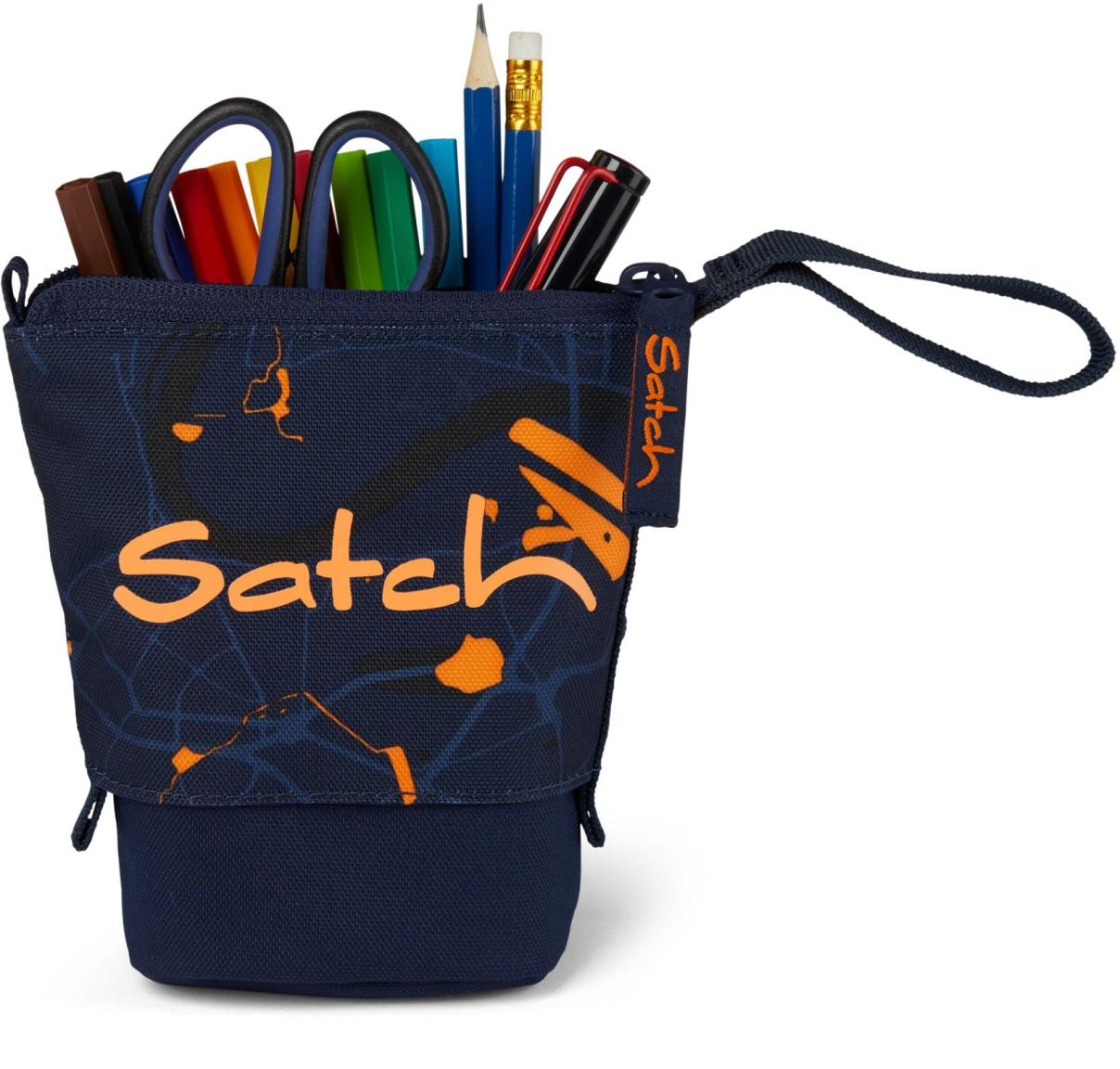 Stiftetasche Pencil Slider Urban Journey blau orange Kleckse Satch recycled