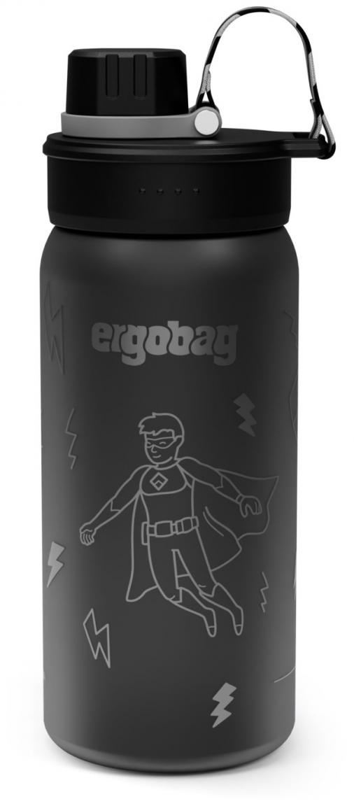 Superhelden Trinkflasche Ergobag schwarz grau kohlensäuredicht