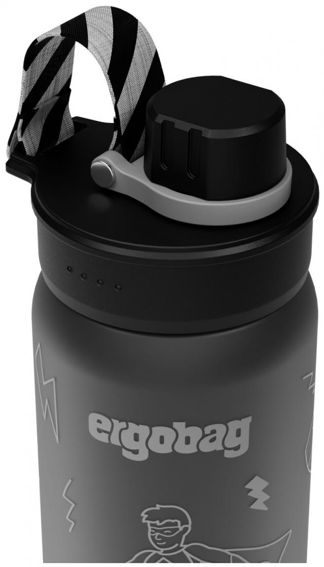 Superhelden Trinkflasche Ergobag schwarz grau kohlensäuredicht