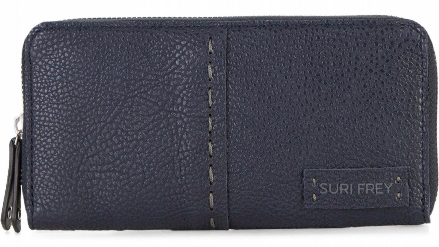Suri Frey Brieftasche dunkelblau genarbt Ziernaht Penny Blue
