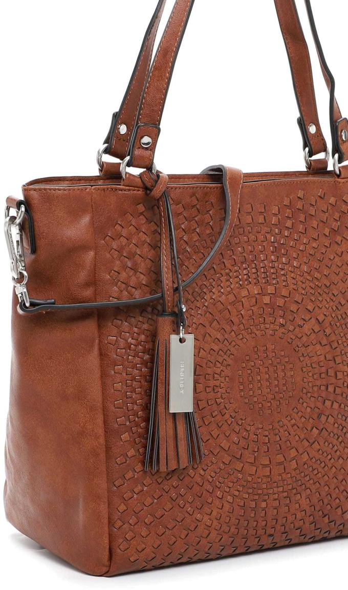 Suri Frey Shoppingbag Cognac Braun Ruby Flechtmuster