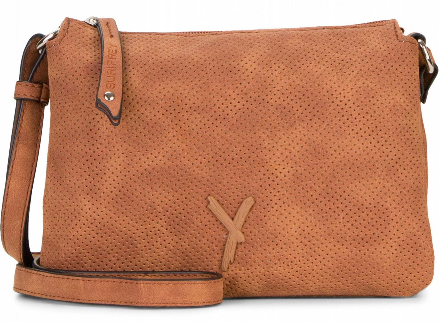 Suri Frey Umhängetasche dreigeteilt braun Fransenanhänger