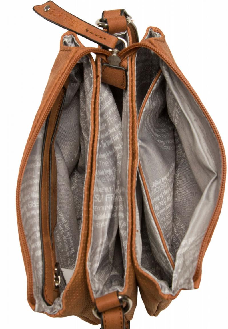 Suri Frey Umhängetasche dreigeteilt braun Fransenanhänger