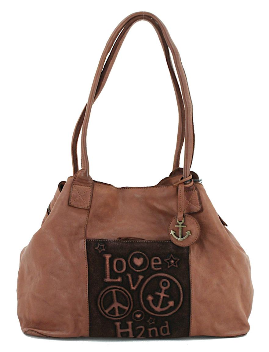 Svea New Lines Harbour Henkeltasche Rindsleder Cognac Anhänger