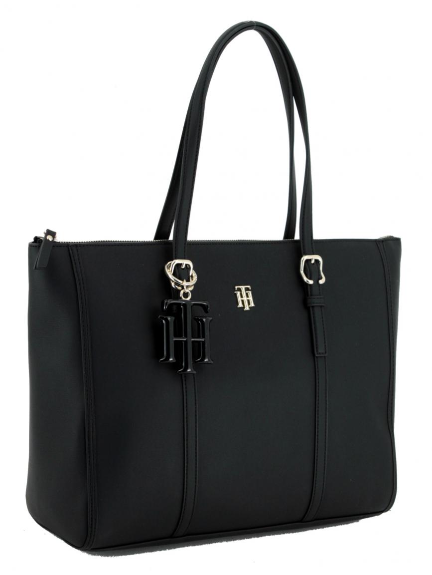TH Chic Tote Black Shopper schwarz Tommy Hilfiger Anhänger