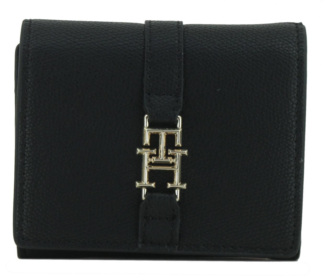 TH Plush Small Flap Wallet Black Damenbörse Tommy Hilfiger schwarz klappbar