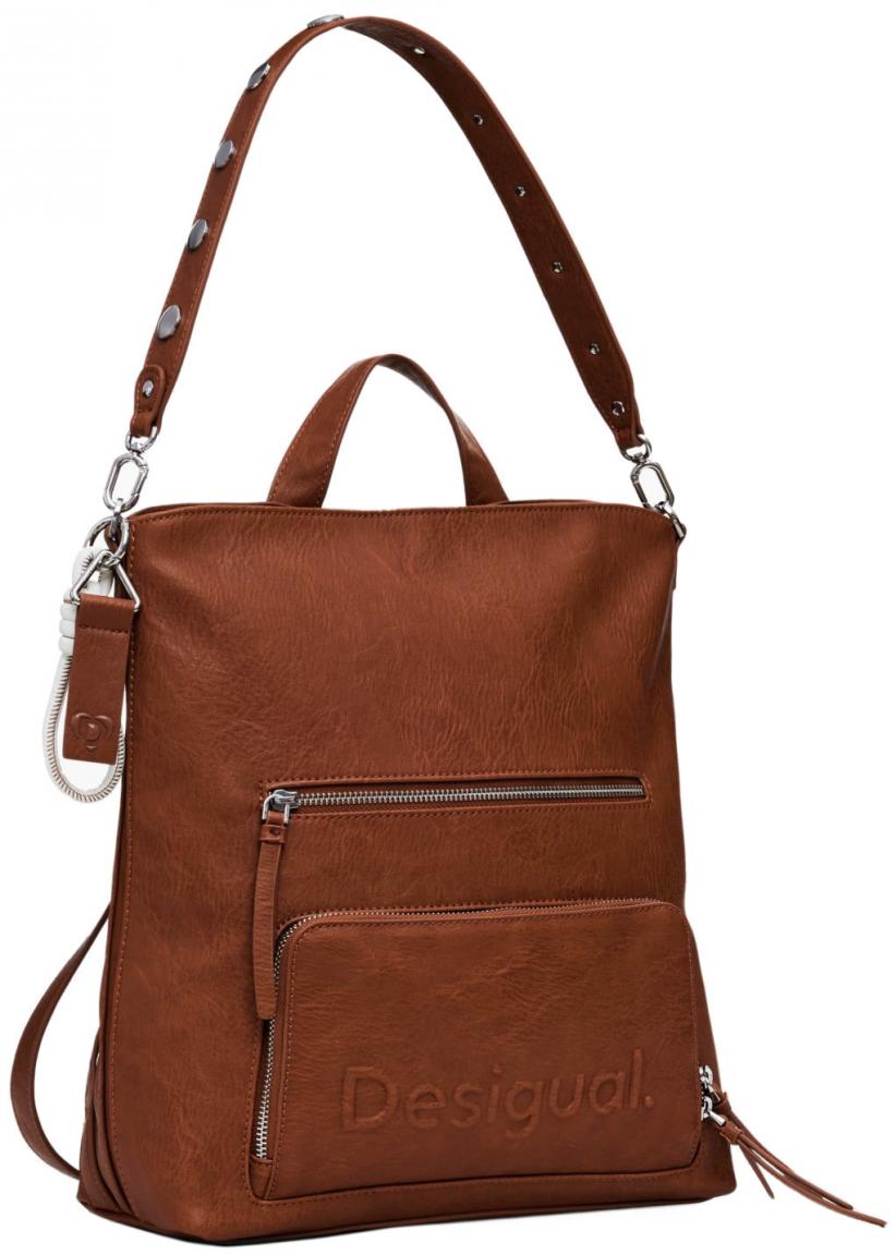 Tagesrucksack Desigual braun Logo Pretoria Nieten
