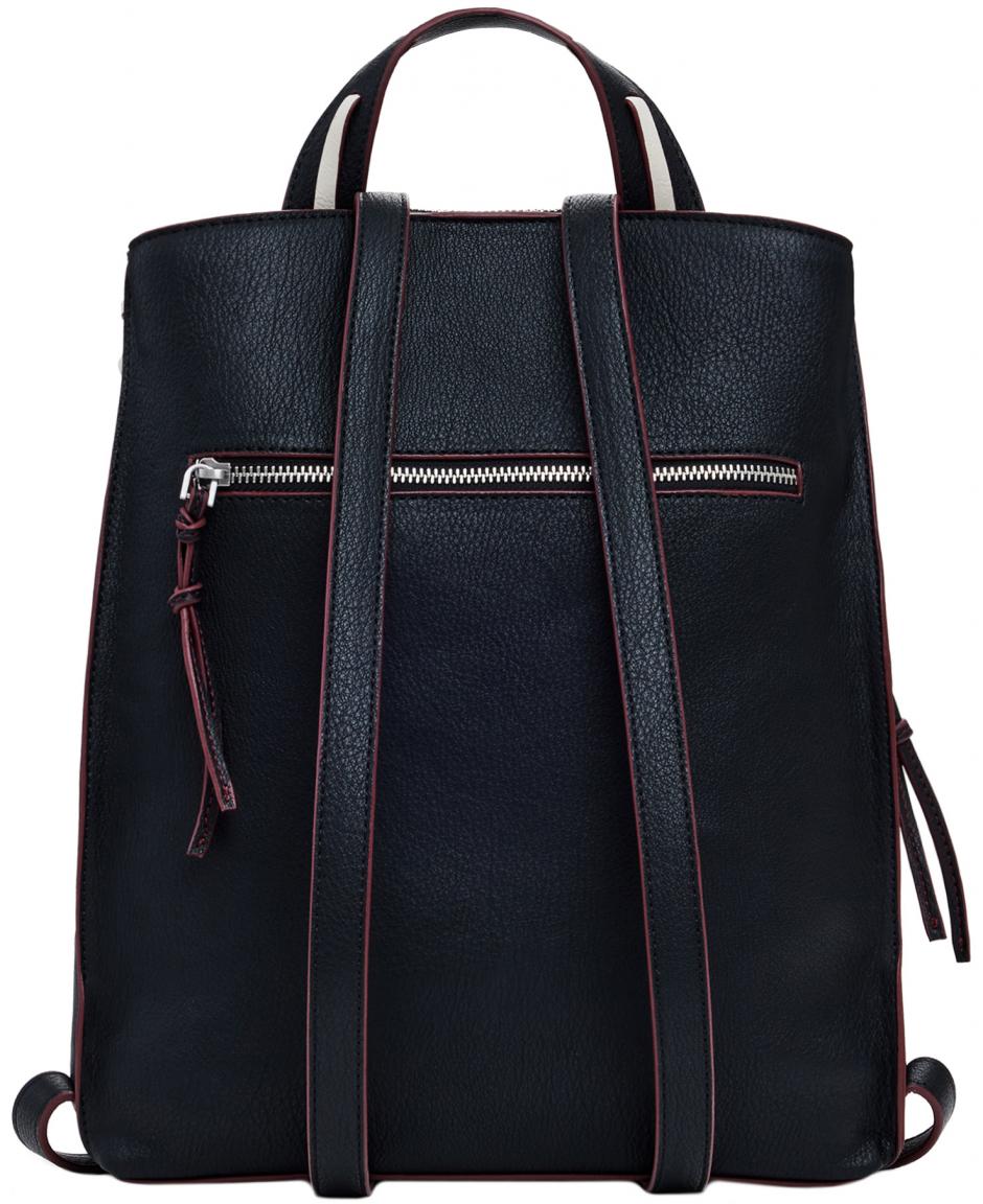 Tagesrucksack Manhattan Desigual schwarz Sumy Pespuntes Ziernähte rot