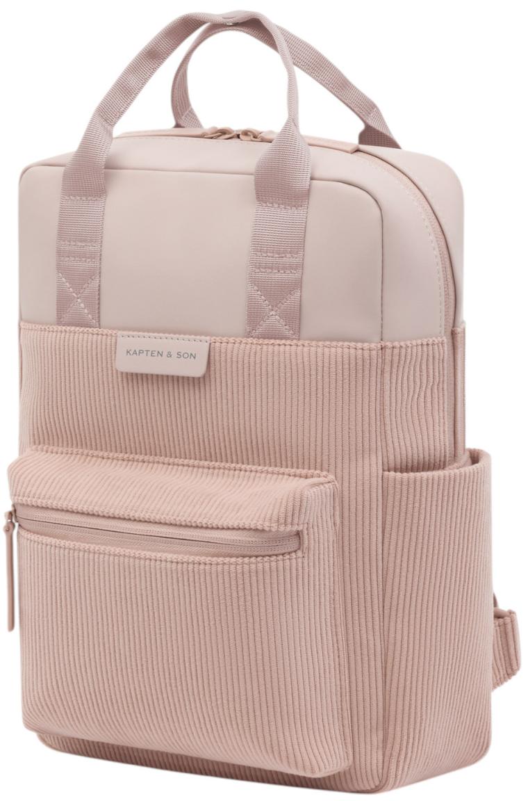 Tagesrucksack feminin Kapten and Son Bergen Cord Small rosa Tablet Materialmix