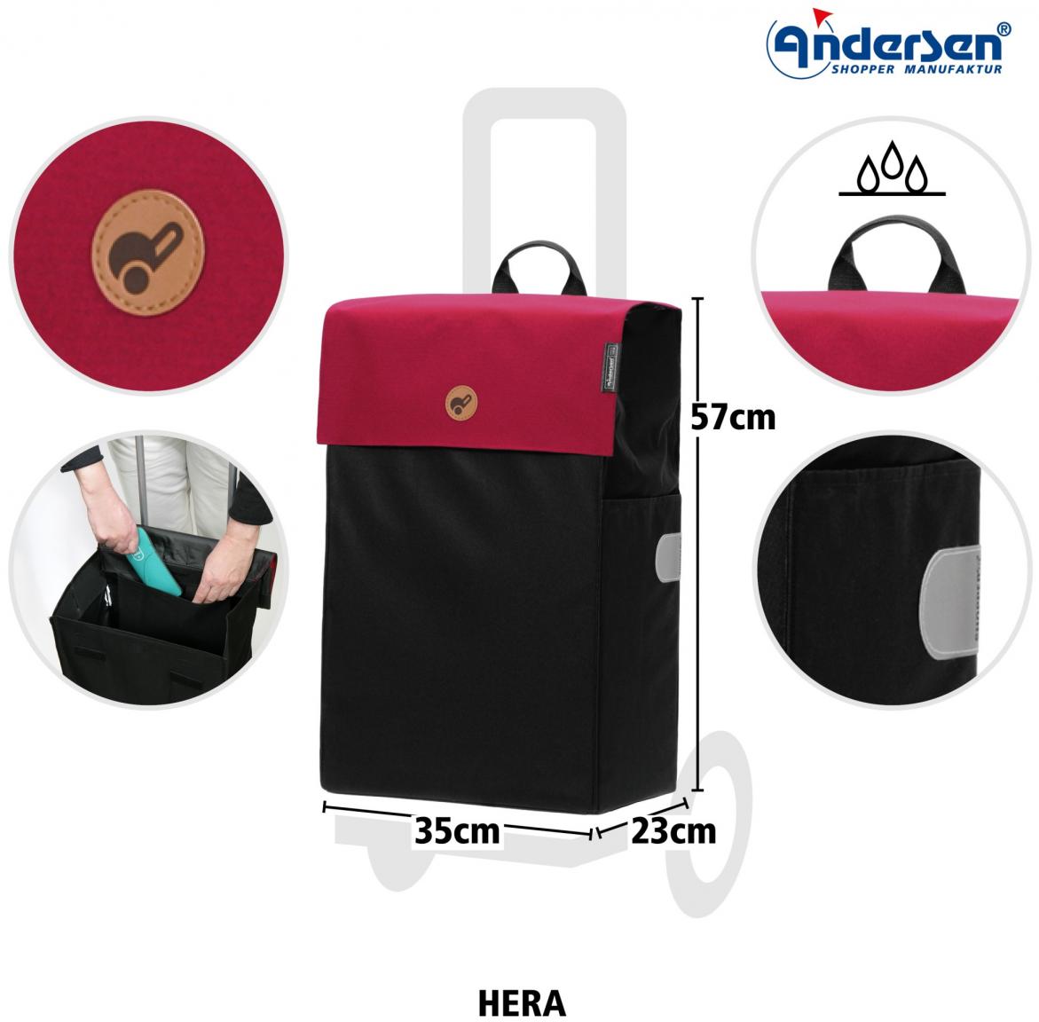 Tasche Hera rot schwarz für Andersen Einkaufstrolley Shopper 