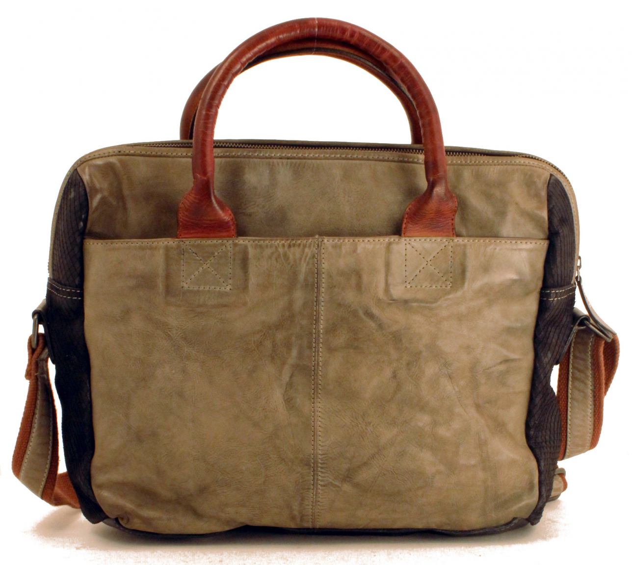 Taschendieb Messenger Umhängetasche Croco Stone Braun