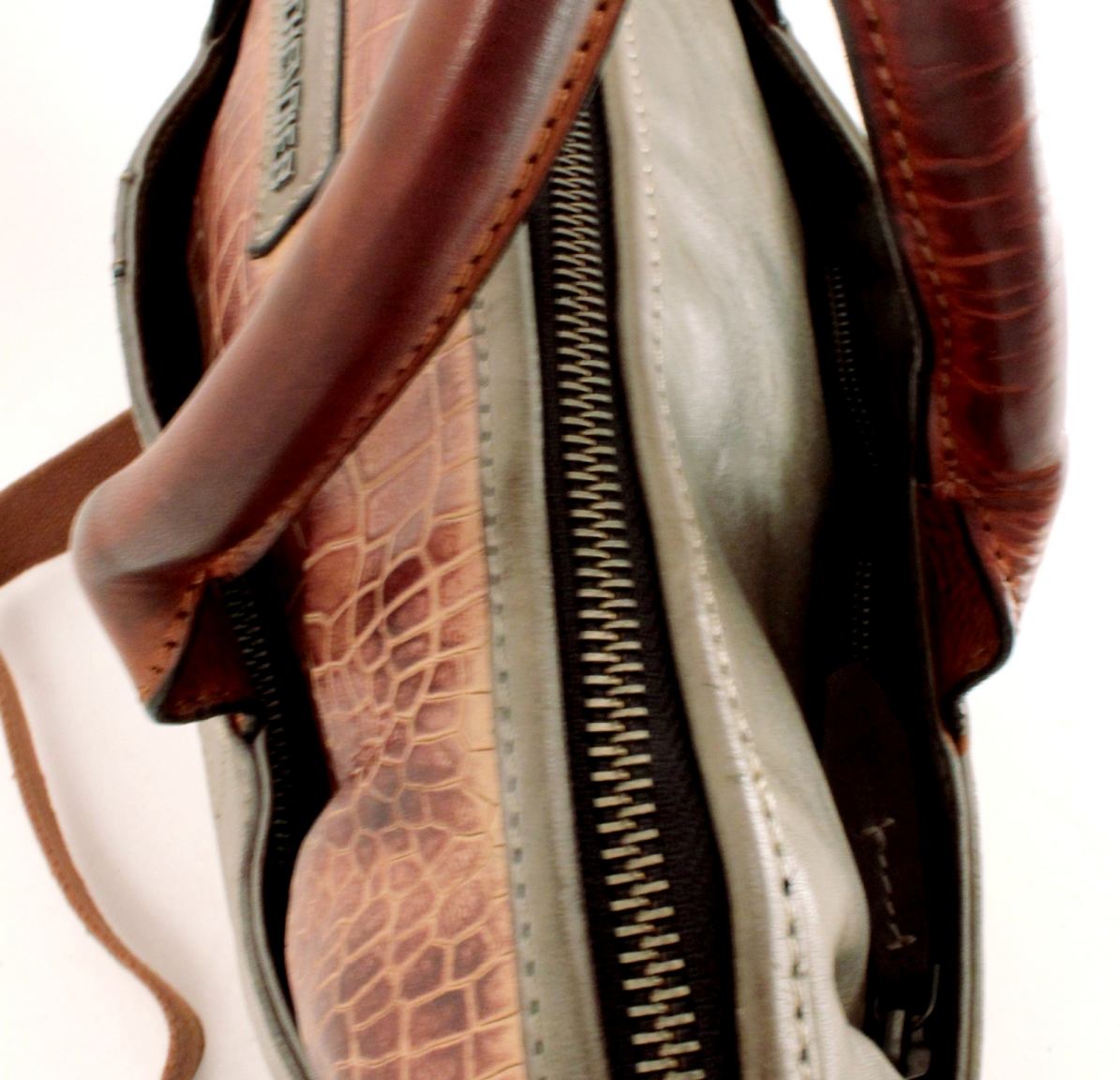 Taschendieb Messenger Umhängetasche Croco Stone Braun