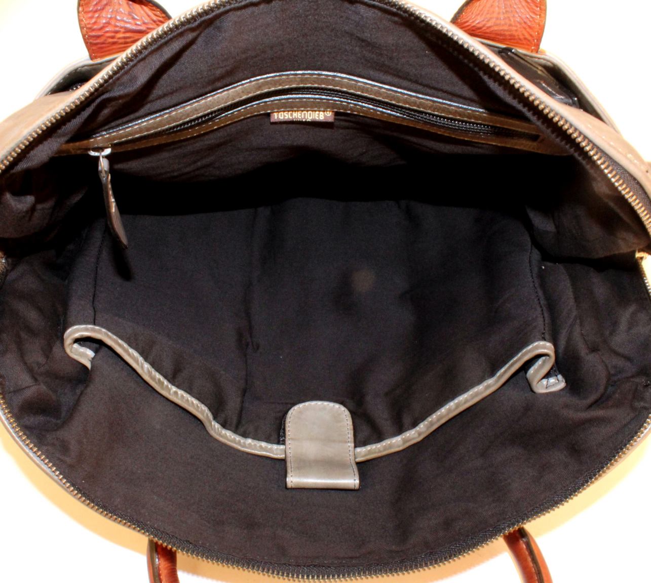 Taschendieb Messenger Umhängetasche Croco Stone Braun