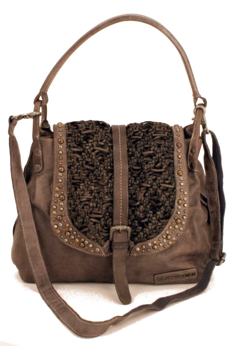 Taschendieb Schultertasche Flecht Stone Grau