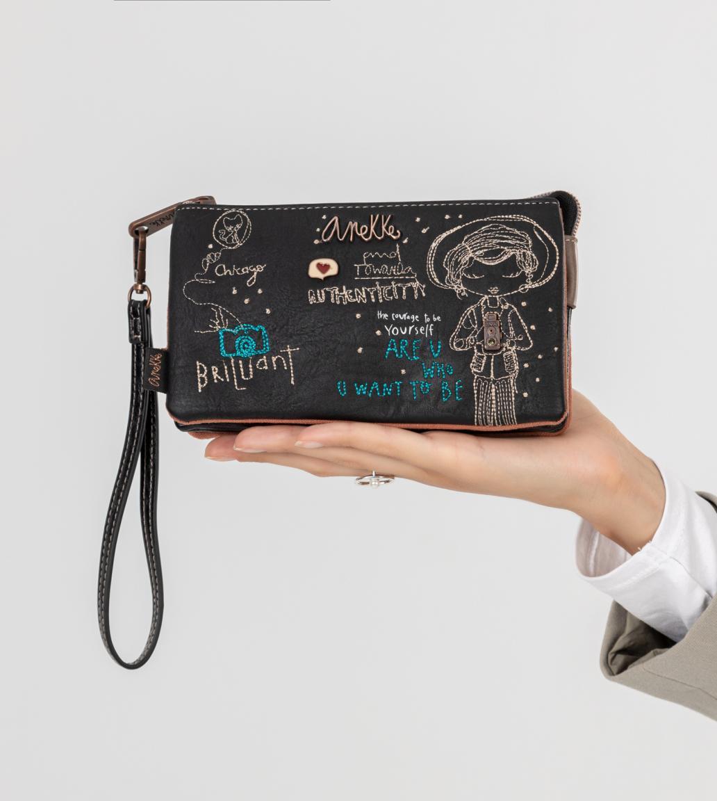 Taschenorganizer Anekke City Moments bestickt dreigeteilt schwarz