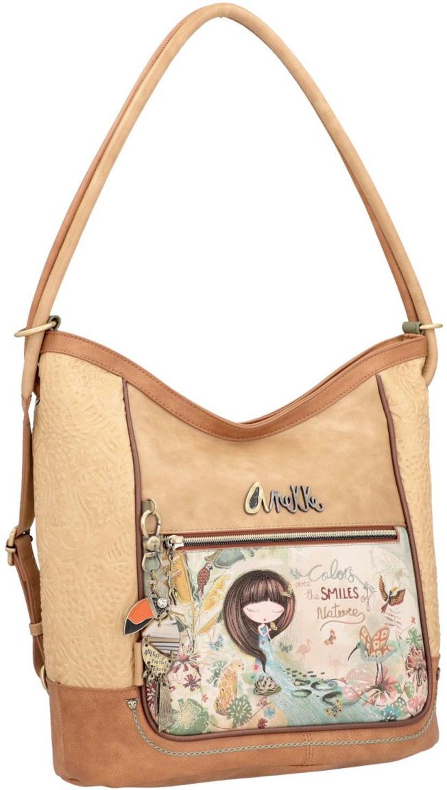 Taschenrucksack Anekke Amazonia Tukan Stickerei Regenwald beige