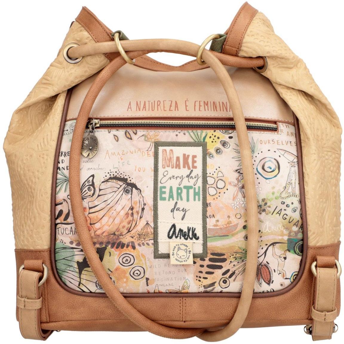 Taschenrucksack Anekke Amazonia Tukan Stickerei Regenwald beige