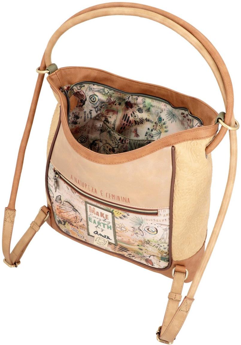 Taschenrucksack Anekke Amazonia Tukan Stickerei Regenwald beige