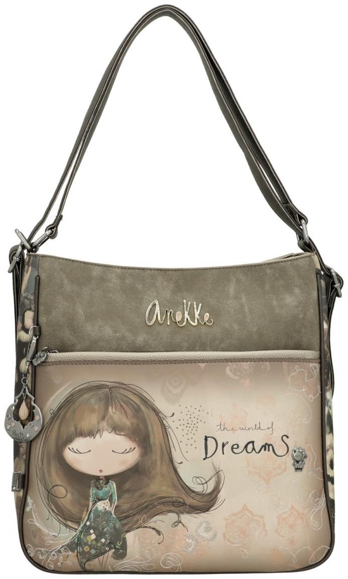 Taschenrucksack Anekke Real Hobobag Stickerei beige taupe