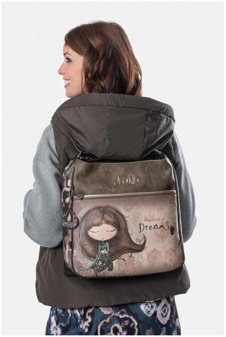 Taschenrucksack Anekke Real Hobobag Stickerei beige taupe