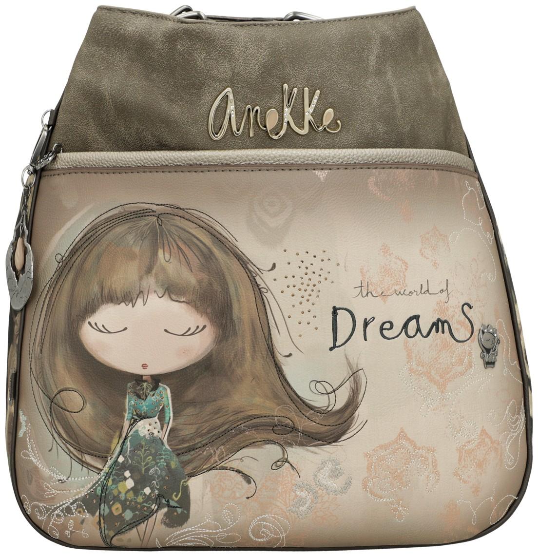 Taschenrucksack Anekke Real Hobobag Stickerei beige taupe