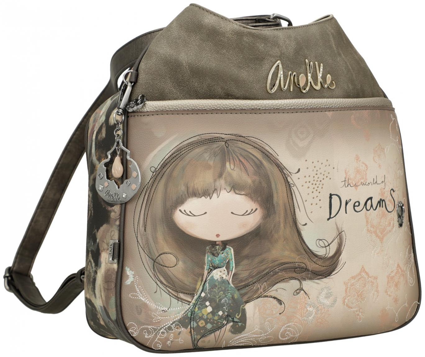 Taschenrucksack Anekke Real Hobobag Stickerei beige taupe